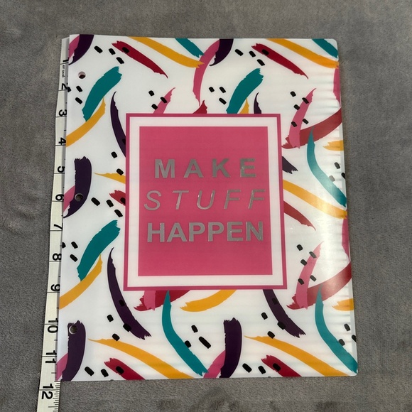 Thirty-One Large Zipper Pouch Happiness Looks Good On You Canvas 13”x10” Folders - Picture 8 of 12